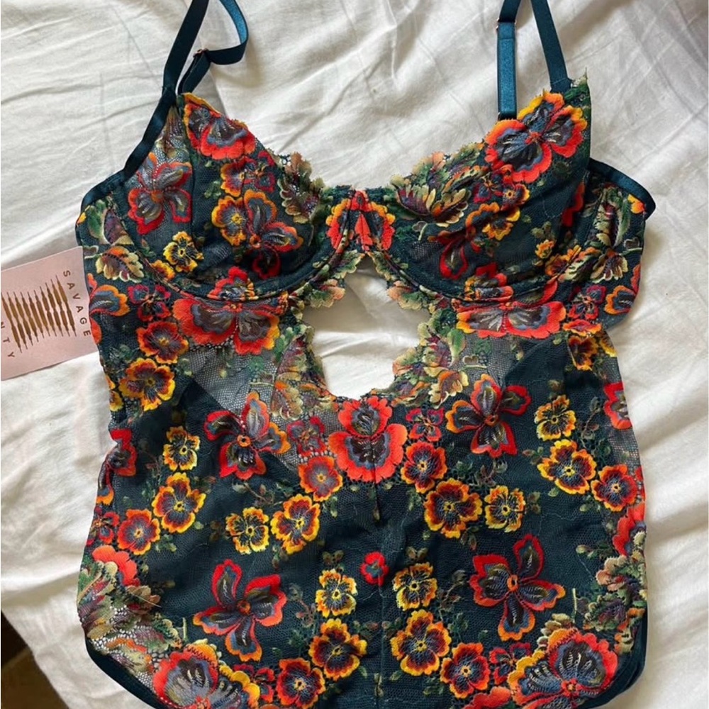Savage X Fenty Multicolor Floral Lace Top
